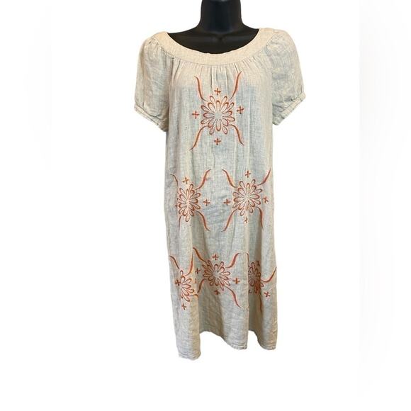 Sfera Embroidered Linen Blend Dress Size 38 (Medium) - Picture 6 of 15